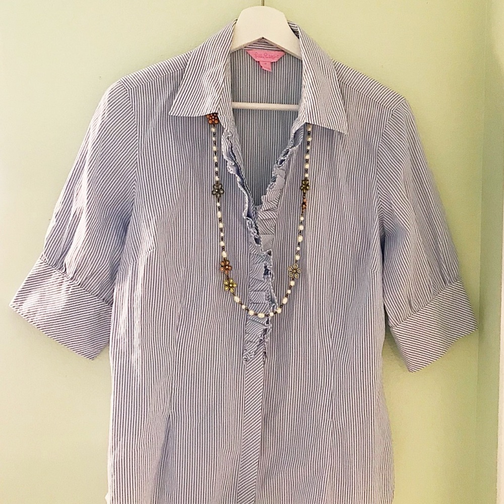 Lilly Pulitzer Button Down Ruffle Top Size 12